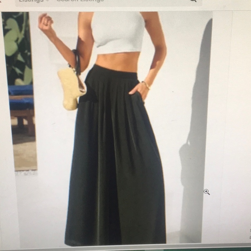 UUE/ BLACK-FRONT”TUXEDO STYLE “PLEATED WIDE LEG PANTS/NEW